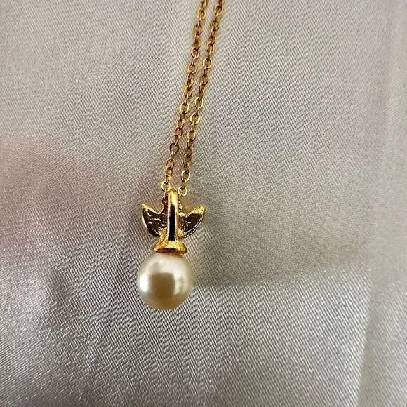 Faux Pearl rhinestone pendant necklace - Picture 7 of 10